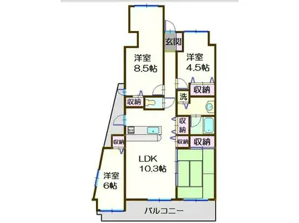 ベルシャトウ立川(4LDK/13階)の間取り写真