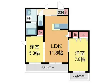 ANGELETTAM(2LDK/3階)の間取り写真