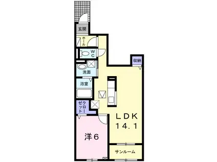ラ・ルミエール(1LDK/1階)の間取り写真