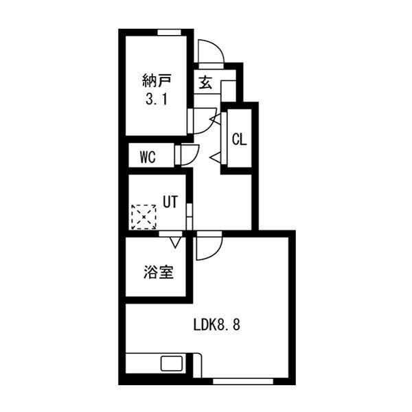NJ HOUSE 花楯 (1SK/1階)の間取り写真
