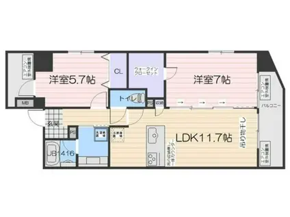 グランルシェル(2LDK/2階)の間取り写真