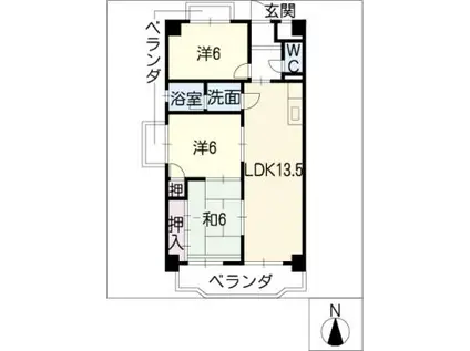 グリーン高瀬木(3LDK/7階)の間取り写真