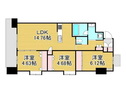 ウイングス門司駅前(3LDK/7階)の間取り写真