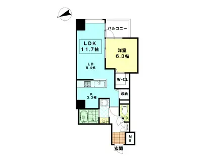 グローバン板橋(1LDK/8階)の間取り写真