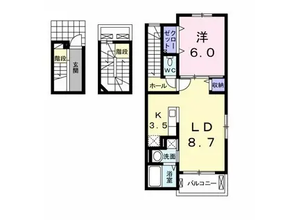 グランシャリオ VII(1LDK/3階)の間取り写真