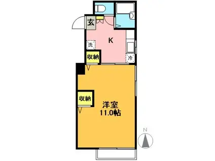 オークヒル(1K/2階)の間取り写真