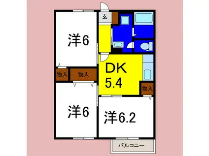 ハレクラニI(3DK/2階)の間取り写真