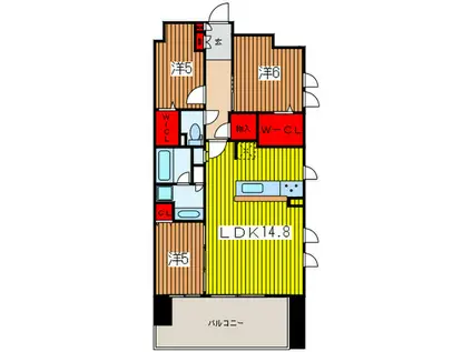 シティテラス浦和常盤(3LDK/8階)の間取り写真