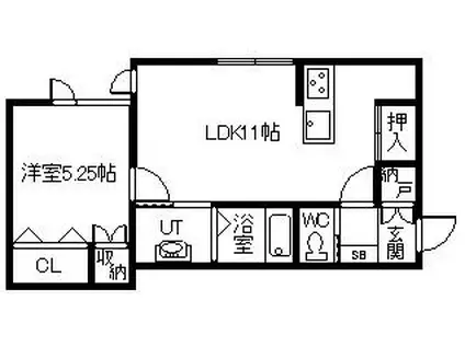 ALEGRIA(1LDK/1階)の間取り写真
