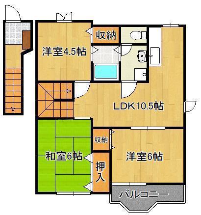 エスポワール茶屋の原(3LDK/2階)の間取り写真