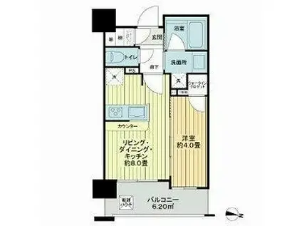 グローベル ザ・スイート横浜プレミア(1LDK/4階)の間取り写真