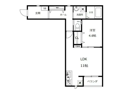 ベレーザ亀田駅前(1LDK/1階)の間取り写真