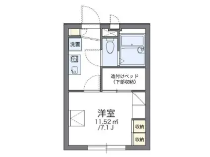 レオパレスサンライズKW(1K/1階)の間取り写真