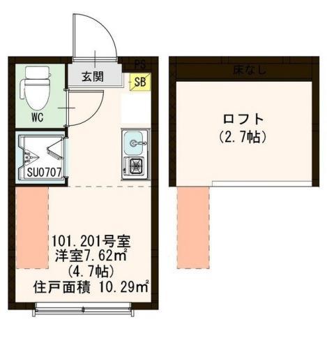 ハーモニーテラス千住仲町(ワンルーム/1階)の間取り写真