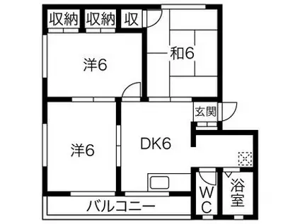 サンピュア与一B(3DK/1階)の間取り写真