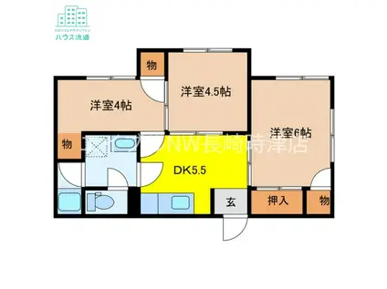 横道アパート(3DK/1階)の間取り写真