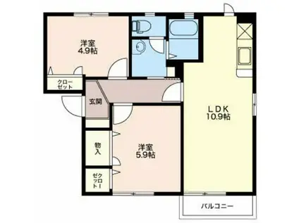 シャーメゾンIWAI-B(2LDK/2階)の間取り写真