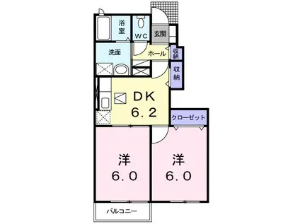 サニーアップヒルA(2DK/1階)の間取り写真