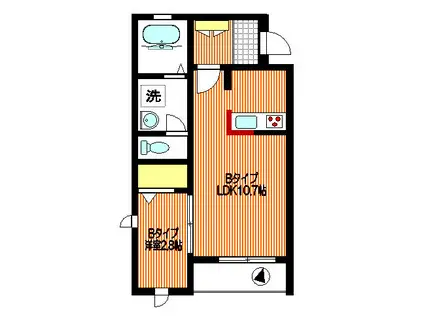 パレドールM(1K/1階)の間取り写真