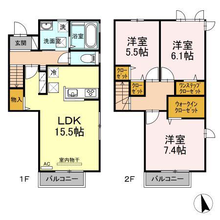 ＪＲ可部線 安芸長束駅 徒歩21分 2階建 築7年(3LDK/1階)の間取り写真