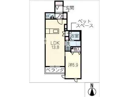 エクラージュ名駅(1LDK/3階)の間取り写真