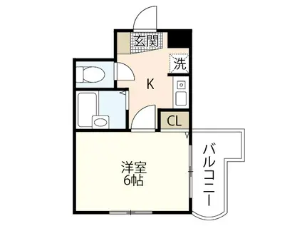 MIRAIZU皆実(1K/3階)の間取り写真