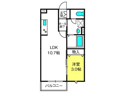 プレミール鈴谷(1LDK/3階)の間取り写真
