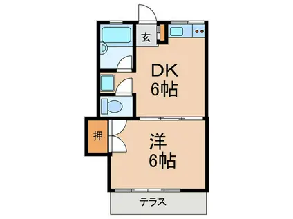 第2シルクハイツ角田(1DK/1階)の間取り写真