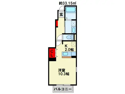 グラン デフィ B棟(ワンルーム/1階)の間取り写真