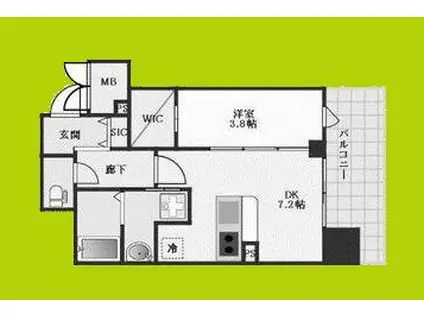 LA WAISON NAMBA ウエスト(1DK/10階)の間取り写真