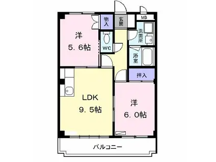 アーバンステージY・S(2LDK/3階)の間取り写真