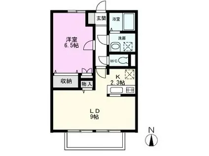 東武伊勢崎線 新田駅(埼玉) 徒歩15分 2階建 築22年(1LDK/2階)の間取り写真