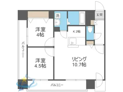 レジディア札幌駅前(2LDK/11階)の間取り写真