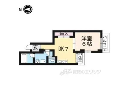 フレーヴァー北山(1DK/2階)の間取り写真