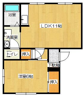 メゾントレビI(1LDK/2階)の間取り写真