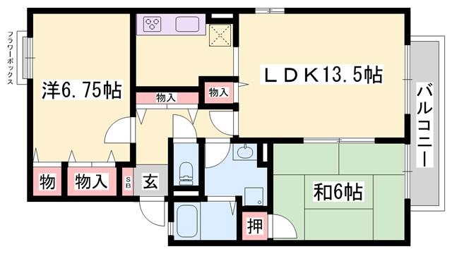 パームコート(2LDK/2階)の間取り写真
