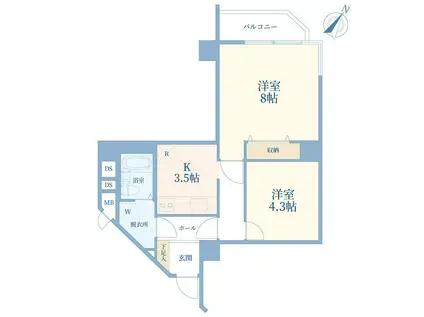 チュリス氷川坂(2K/3階)の間取り写真