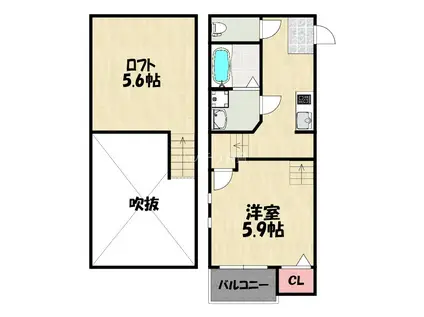 クレオ筥松(1K/1階)の間取り写真