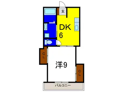 アールハイツ松茂A(1DK/2階)の間取り写真