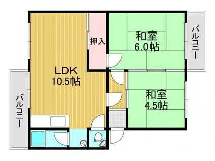 商工会マンション 1棟(2LDK/2階)の間取り写真