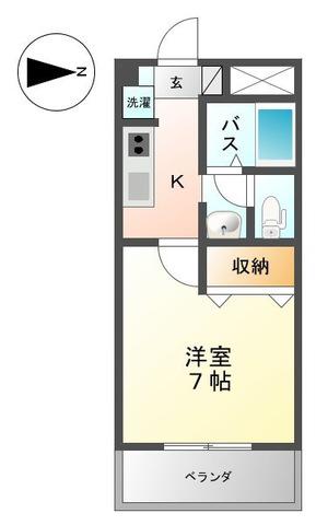 ラピスメドゥー(1K/1階)の間取り写真