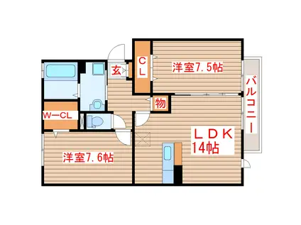 エクセル III(2LDK/3階)の間取り写真