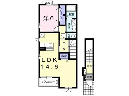 カンピオーネ(1LDK/2階)の間取り写真