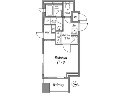 A&Eレジデンス横濱石川町(1LDK/4階)の間取り写真
