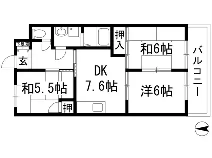 ロイヤルハイツ・Y(3DK/1階)の間取り写真