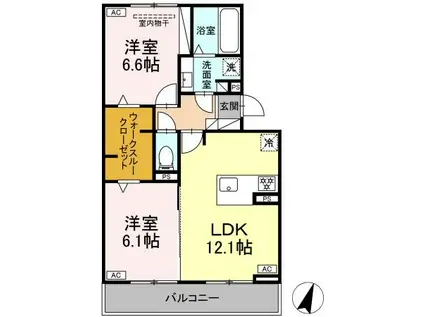D-AVANCE二本木新町(2LDK/2階)の間取り写真