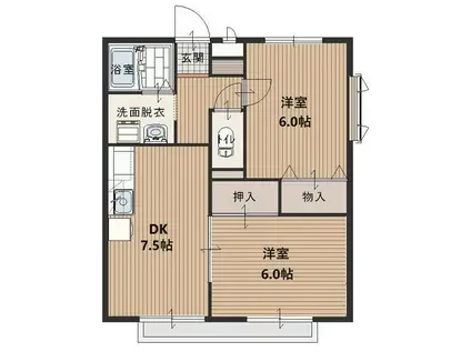 サンライフ新所沢(2DK/1階)の間取り写真