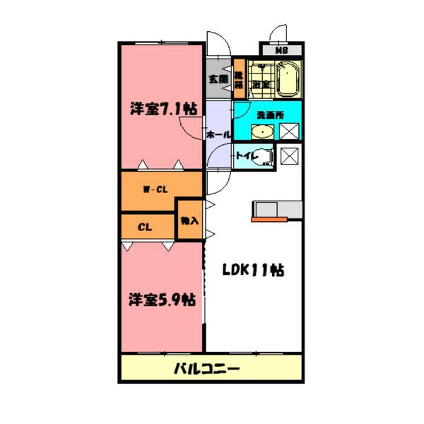 プラムガーデン(2LDK/2階)の間取り写真