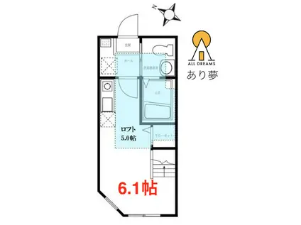 ハーミットクラブハウス白楽II(ワンルーム/1階)の間取り写真