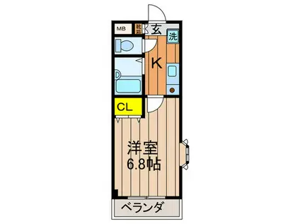シャルマンM卓暁(1K/2階)の間取り写真